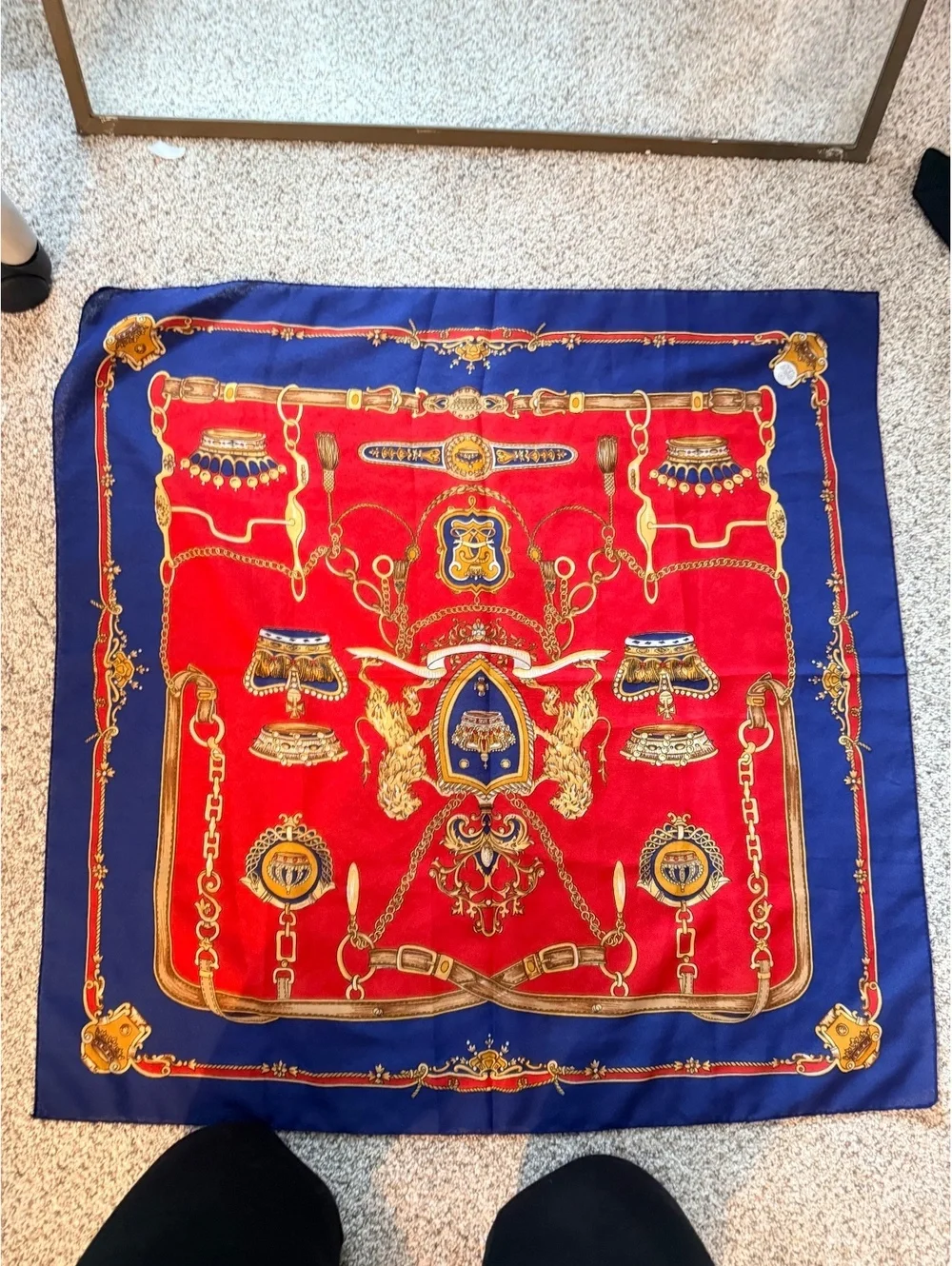 Vintage Style Royal Crest Pattern Silk Scarf